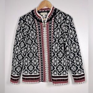 Appleseed's Black, White, and Red Nordic Cardigan